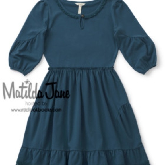 Matilda Jane Teal Mini Dress with Lace Hem - Picture 6 of 6